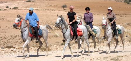 group of riders at the start of the Arabian Ride in Jordan